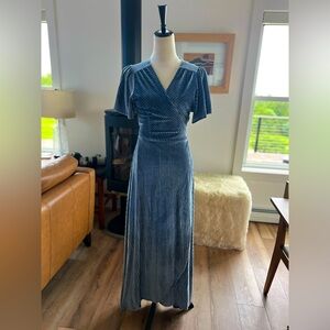 Baltic Born NWT velvet ribbed wrap dress, Blue, Size large